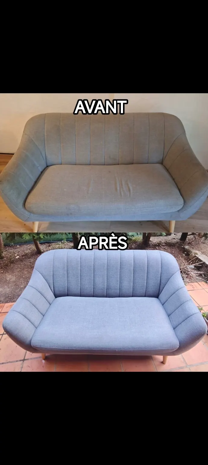 Nettoyage d’un canapé compact à Toulouse — avant et après nettoyage — Clean&Fresh