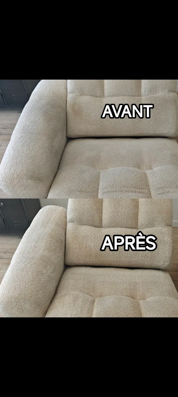 Détachage d’une assise en tissu bouclé à Toulouse — avant et après nettoyage — Clean&Fresh